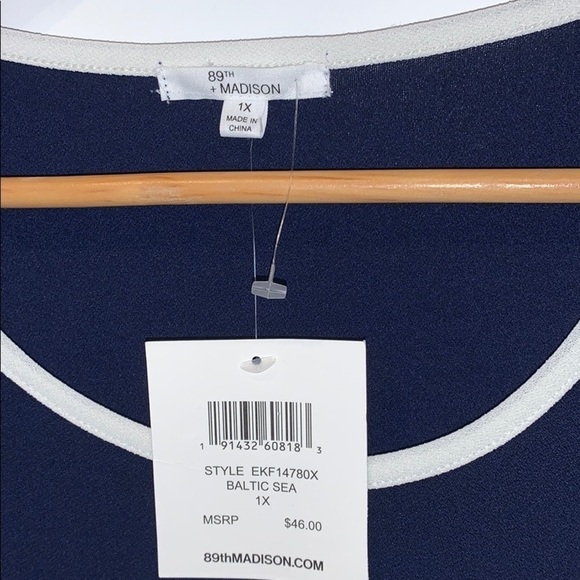 89th & Madison shirt lattice navy white NWT - Picture 6 of 6